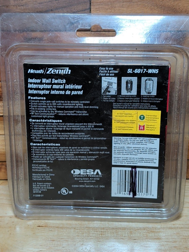 Heath Zenith Wireless Command Indoor Wall Switch Dimming RH-6017-WH5-A