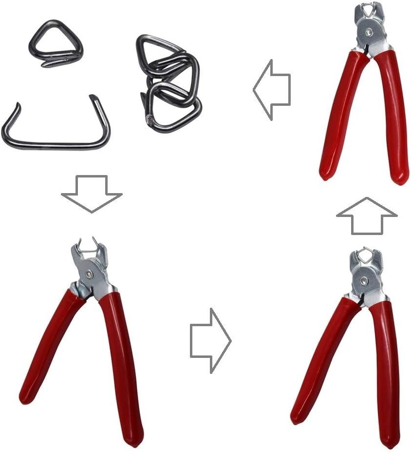 Spring-Loaded Hog Ring Tool Kit with 500 Galvanized Rings for Easy Installation