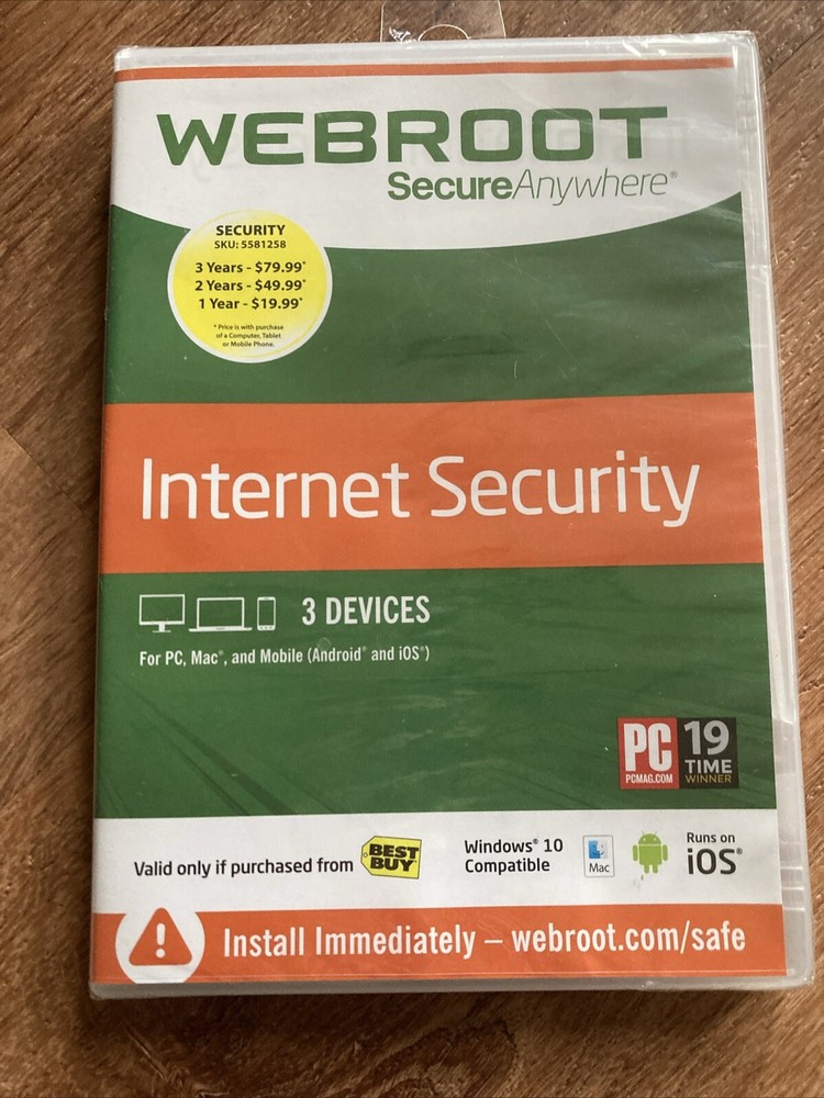 Webroot SecureAnywhere Internet Security 3-Devices Mac Windows PC Android iOS