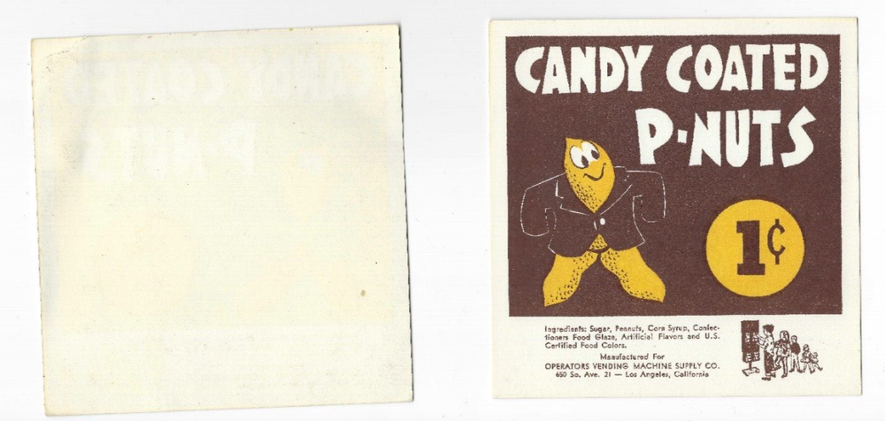 4 DIFFERENT VENDING MACHINE PLACARDS FOR CANDY COATED PEANUTS 4 CARDS