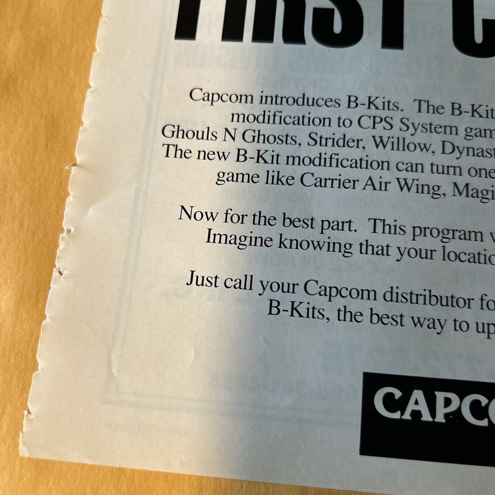 Original 11-8'' Capcom Cps 1 Upgrade ARCADE Video GAME FLYER