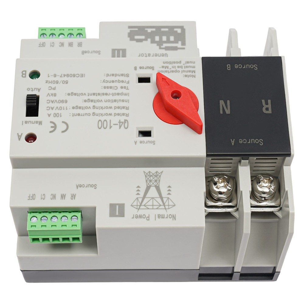 Automatic Transfer Switch 2P 100A Generator Changeover Switch Dual-Power NEW!