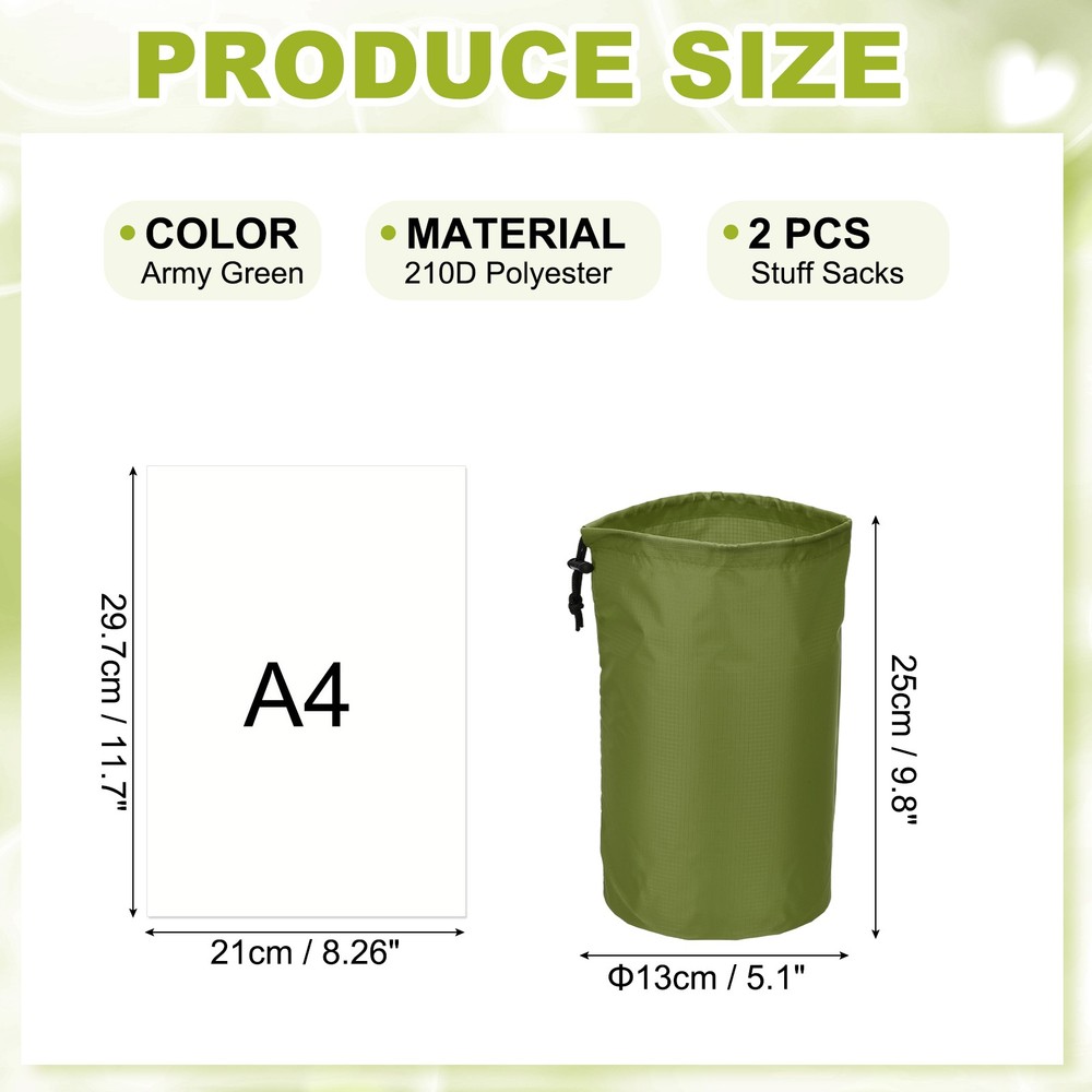 Drawstring Bag, Storage Bags, 5x10" & 2Pcs & Army Green