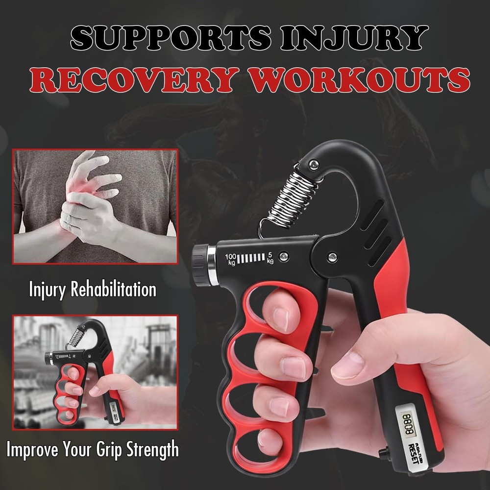 Adjustable Grip Strength Trainer Hand Gripper for Adjustable, Red