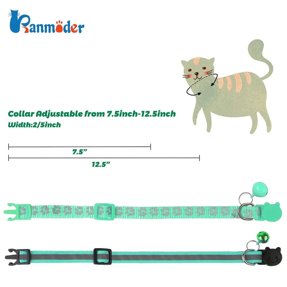 2 Pack Reflective Cat Collar Breakaway with Bell,Personalized Kitten Collars,...