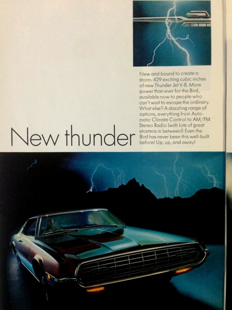 1968 Ford Thunderbird Print Ad New Thunder