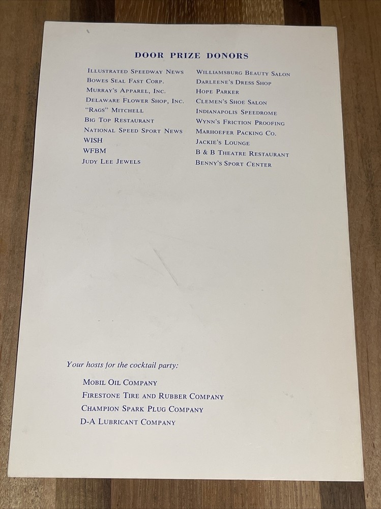 1963 USAC Racing National Awards Banquet Program