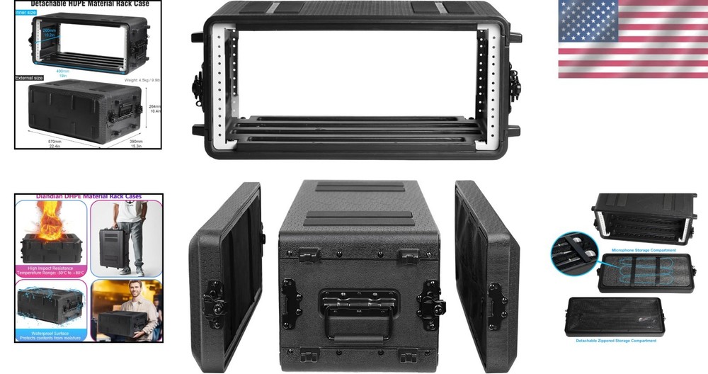 Effects Rack Case 4U - Watertight, Shock Mount, 11" Depth