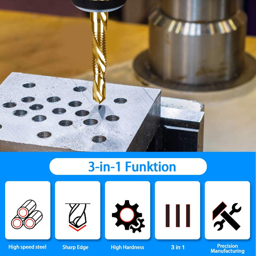 6-pc 8-32NC Combination Drill Tap Bit Set SAE, Thread 6 Pcs