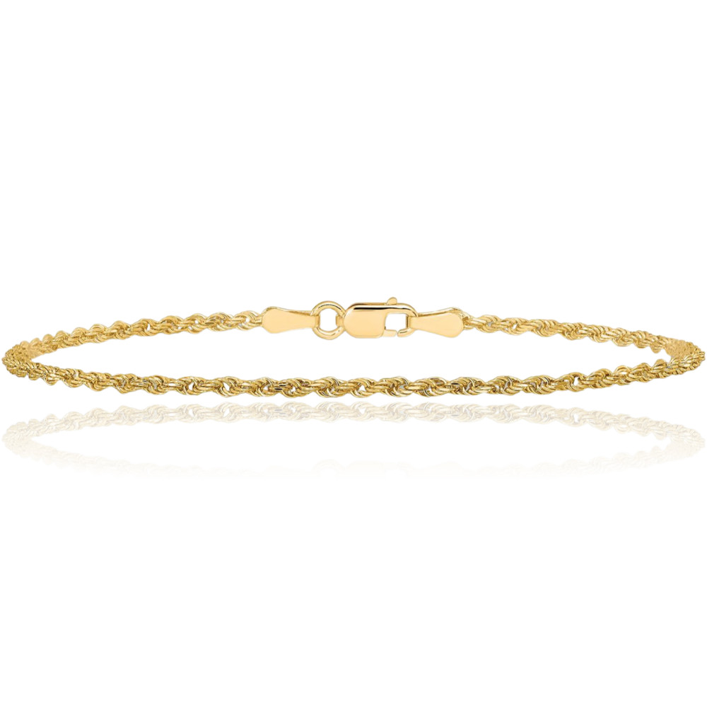 10K Gilding Solid Gold 1.75mm Rope Chain Bracelet
