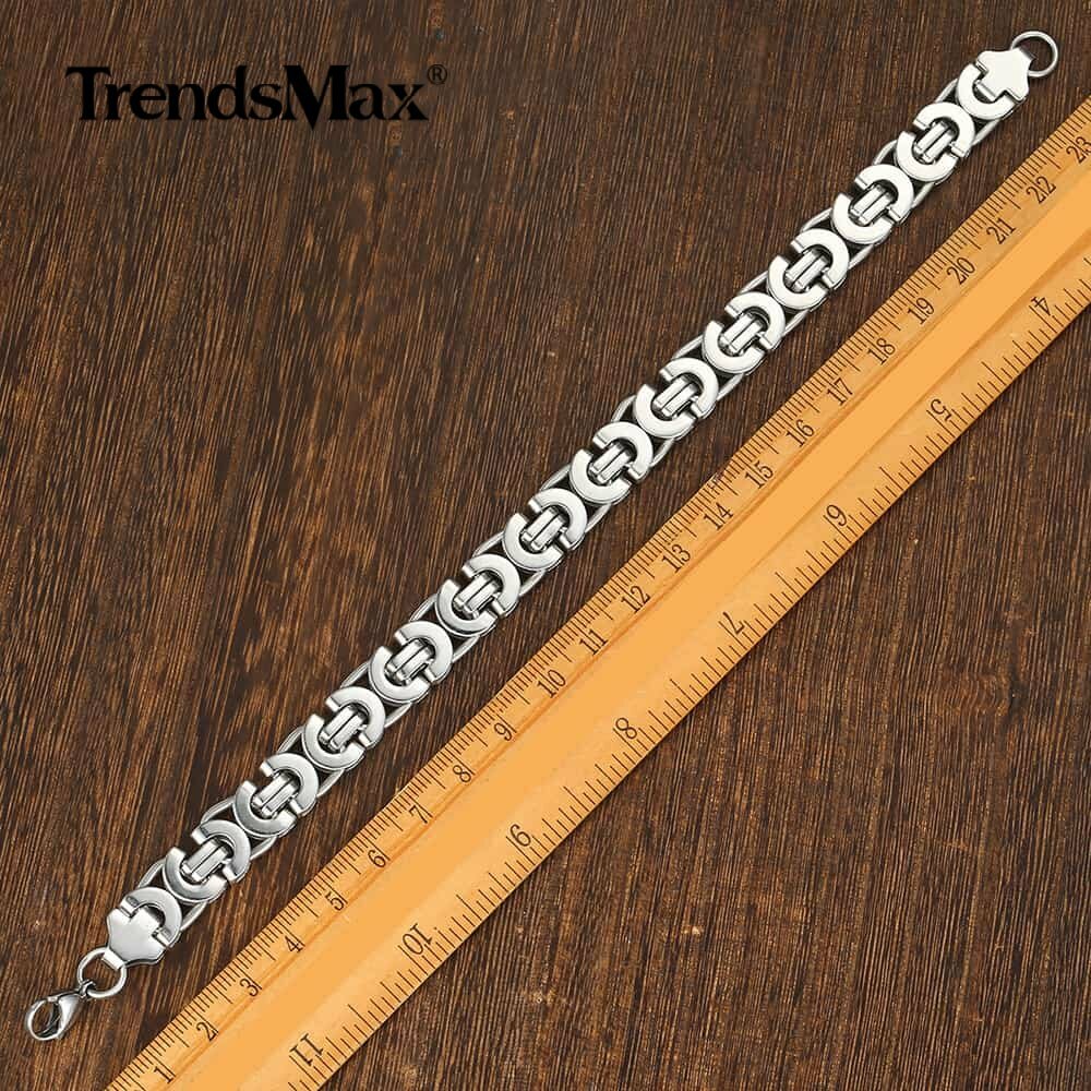 11mm Stainless Steel Bracelet Mens Silver Flat Byzantine Chain Bangle Gift 7-10"
