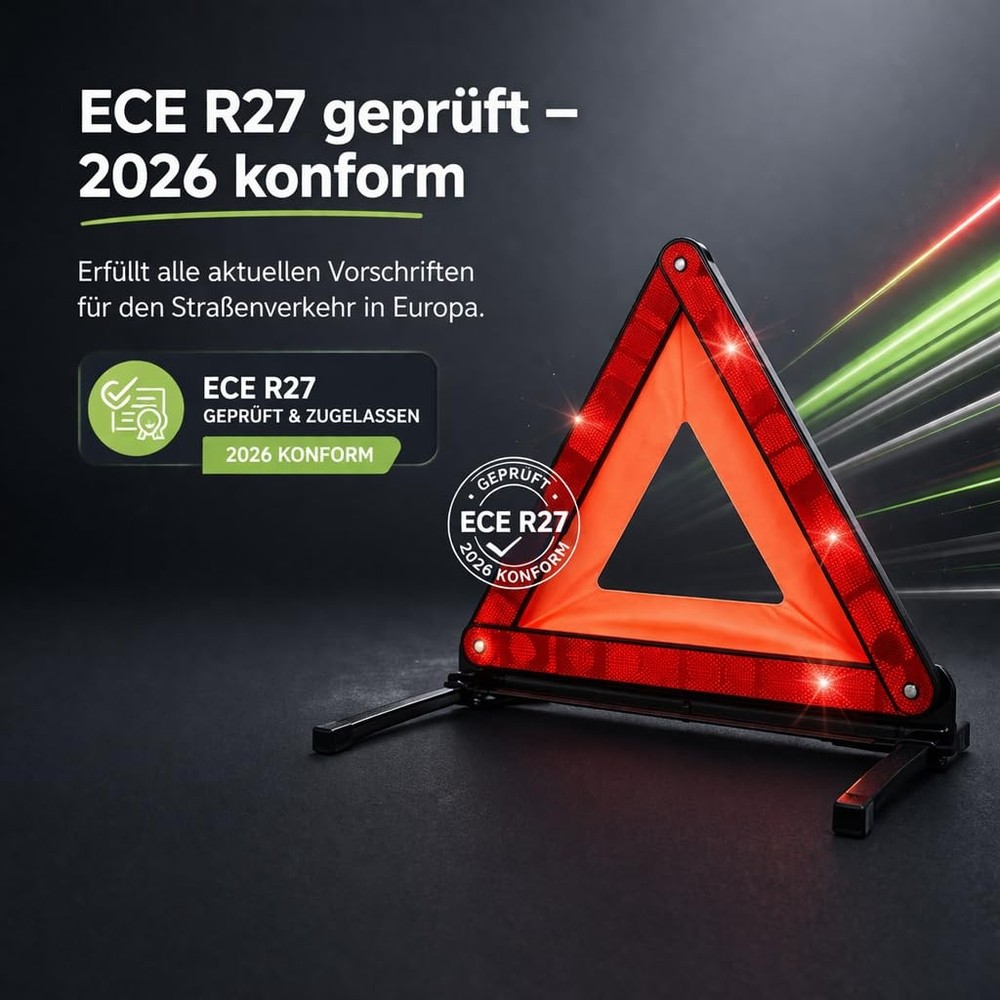 Vehicle Warning Triangle ECE R27 Emergency Triangle 2026 Red, Triangle Car Accessories Breakdown Dr...