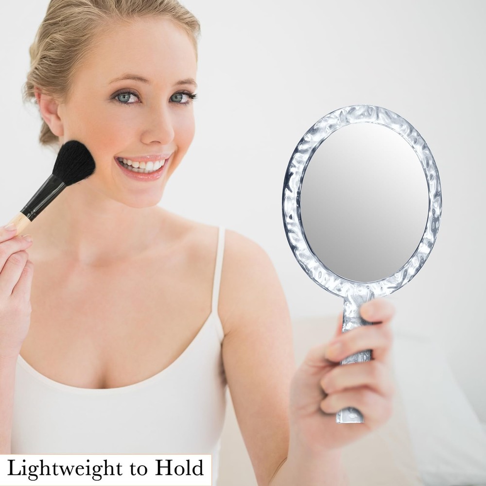 Hand Mirror,Double-Sided Handheld 1X/5X Magnifying Mirror with Handle, Handle...