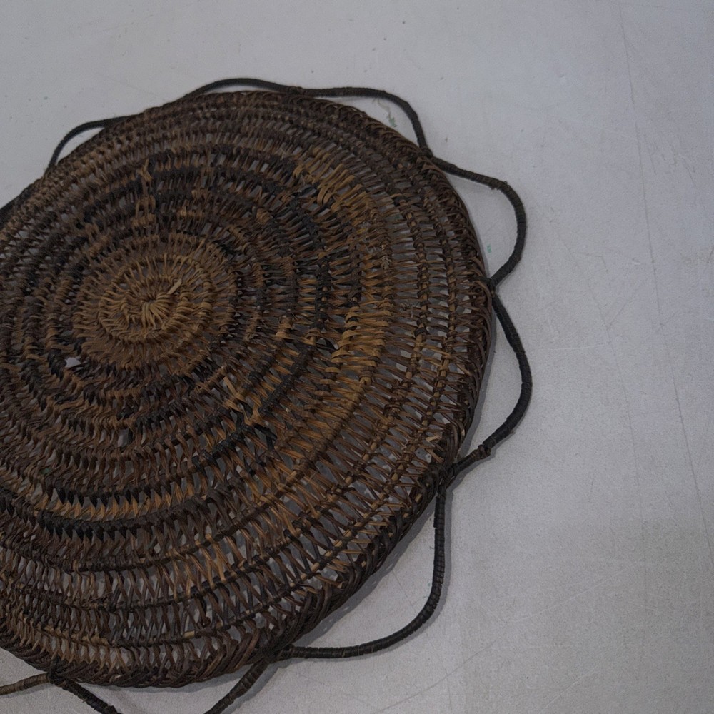 Brown &Tan Rattan Boho Wall Decor – Round Flat Wall Decor