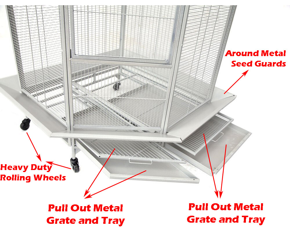X-LARGE Corner Flight Bird Cage Cockatiel Parakeet Budgies Parrot W/Seed Skirts