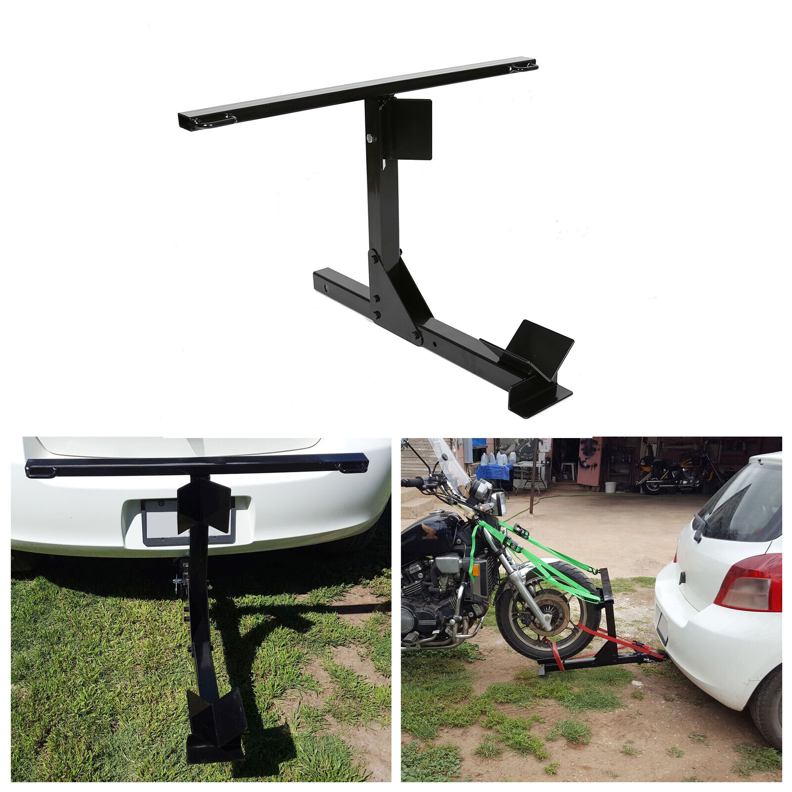 For 2'' Receiver Durable Motorcycle Trailer Carrier Tow Dolly Hauler Hitch Rack