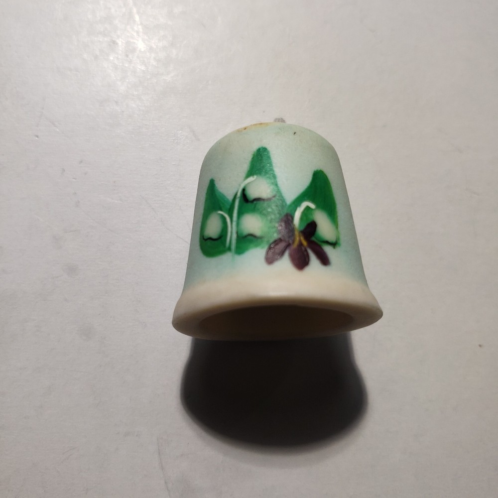 Porcelain Thimble Floral Hand Painted CH Signed back