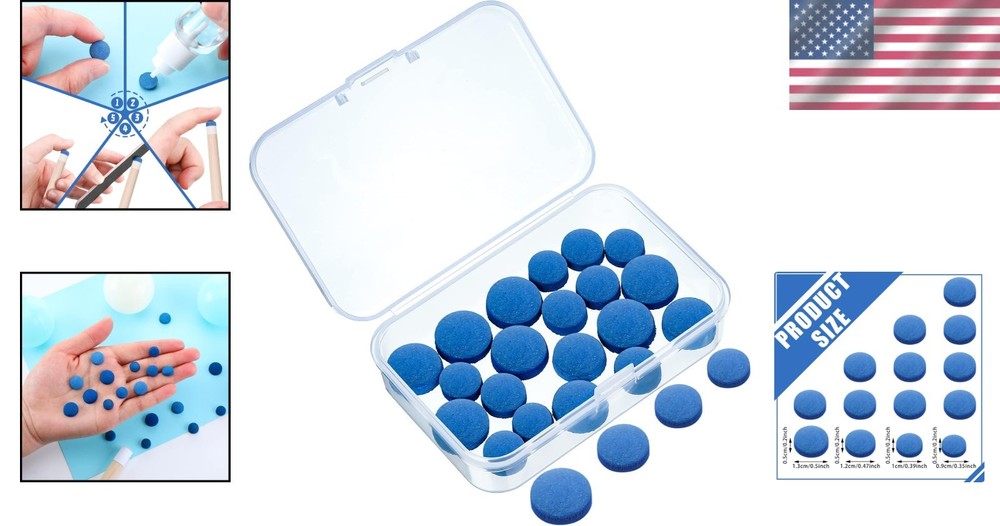 20 Pcs Billiard Cue Tips with Convenient Storage Box for Optimal Control