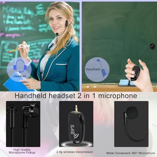 Cordless 2.4G Wireless Microphone Headset - Black2 - Professional Black