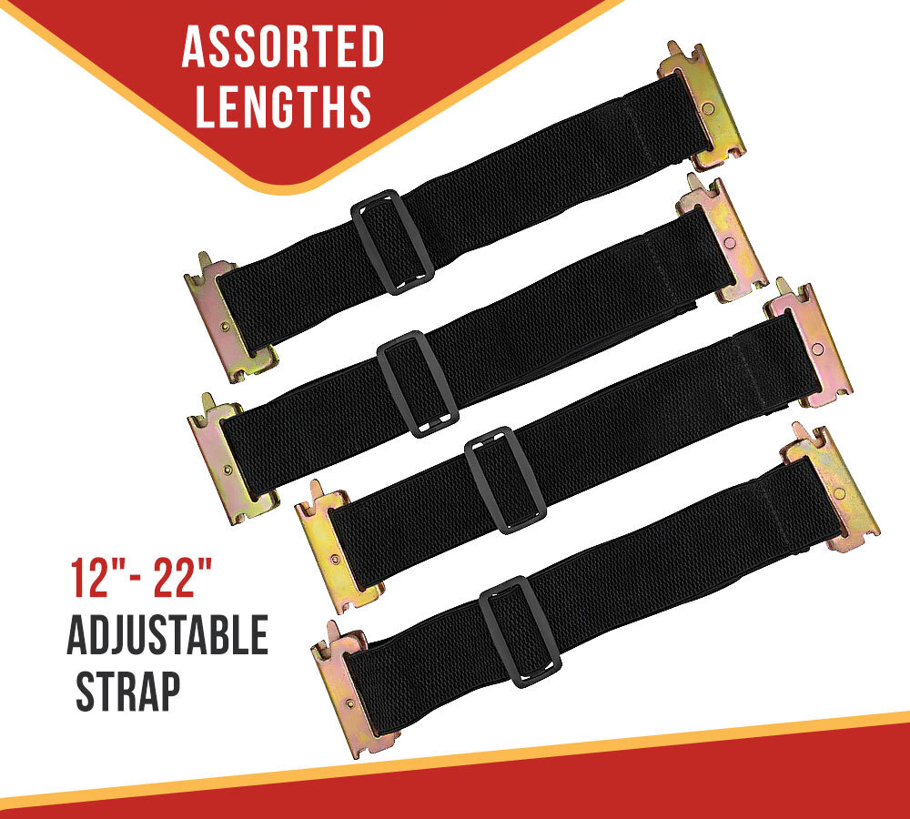 8 Pcs 12"-22" Adjustable E-Track Bungee Tie-Down Straps for Enclosed Trucks