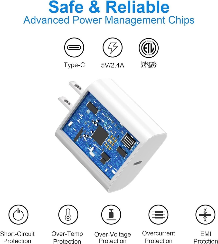 3 PACK USB C iPhone Charger Block, Fast USB C Cube, Wall Charging Power Adapter