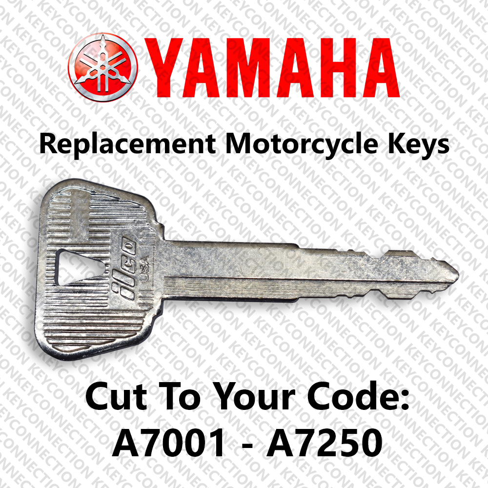Yamaha Motorcycle keys Cut to Code replacement spare key for codes A7001-A7250