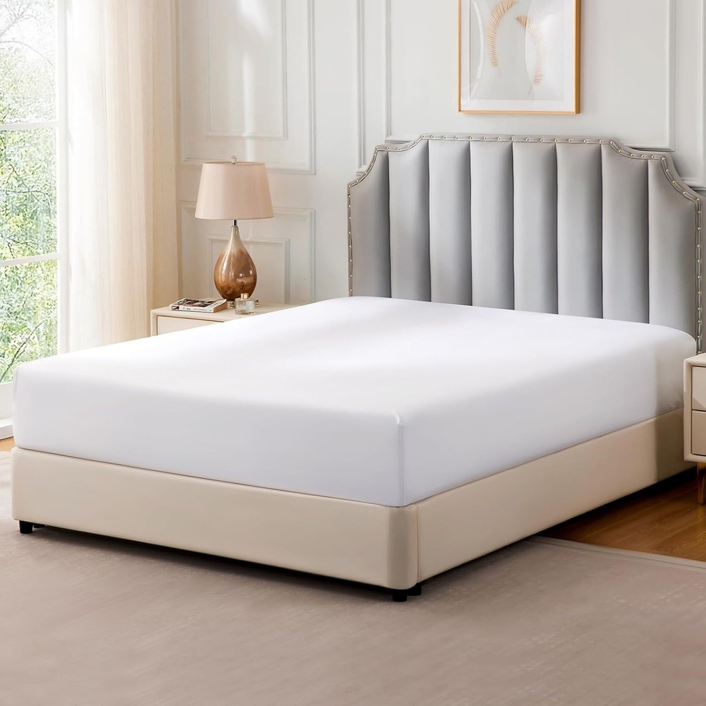 Pure Cotton Fitted Sheets California King Size, 300 Thread Count Percale Shee...