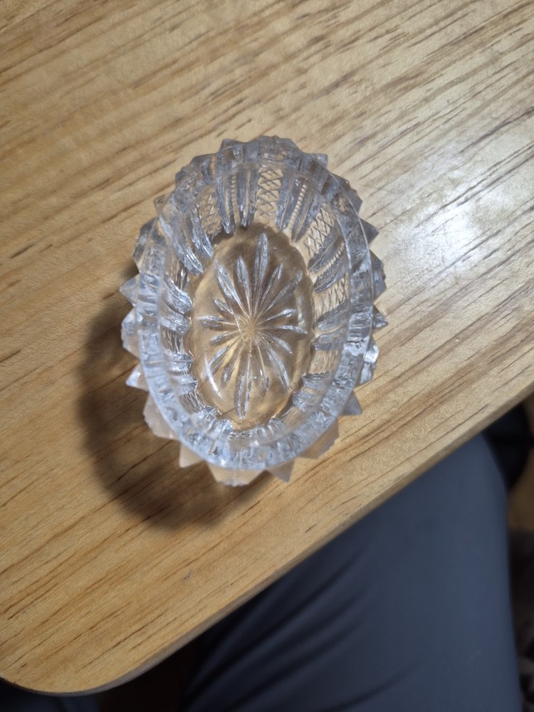 Clear Glass Salt Cellar Oval Shaped