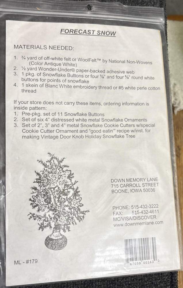 Vtg Rare Down Memory Lane FORECAST SNOW Applique Pattern ML #179