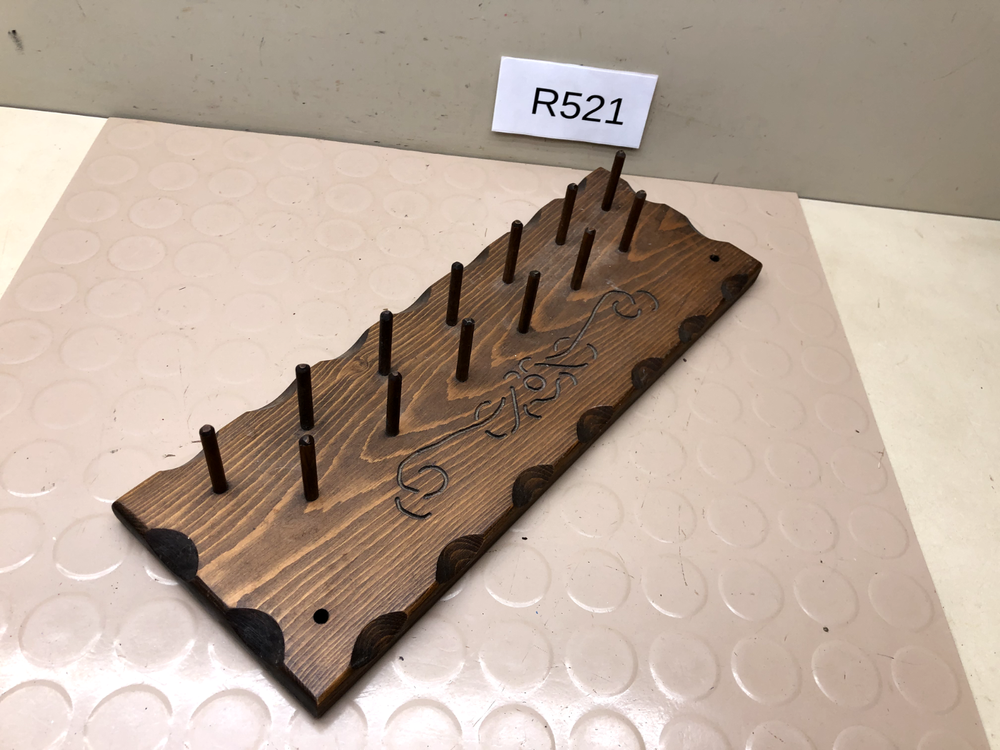 Vintage Thread Spool Holder Wall Hanging Wood Rack
