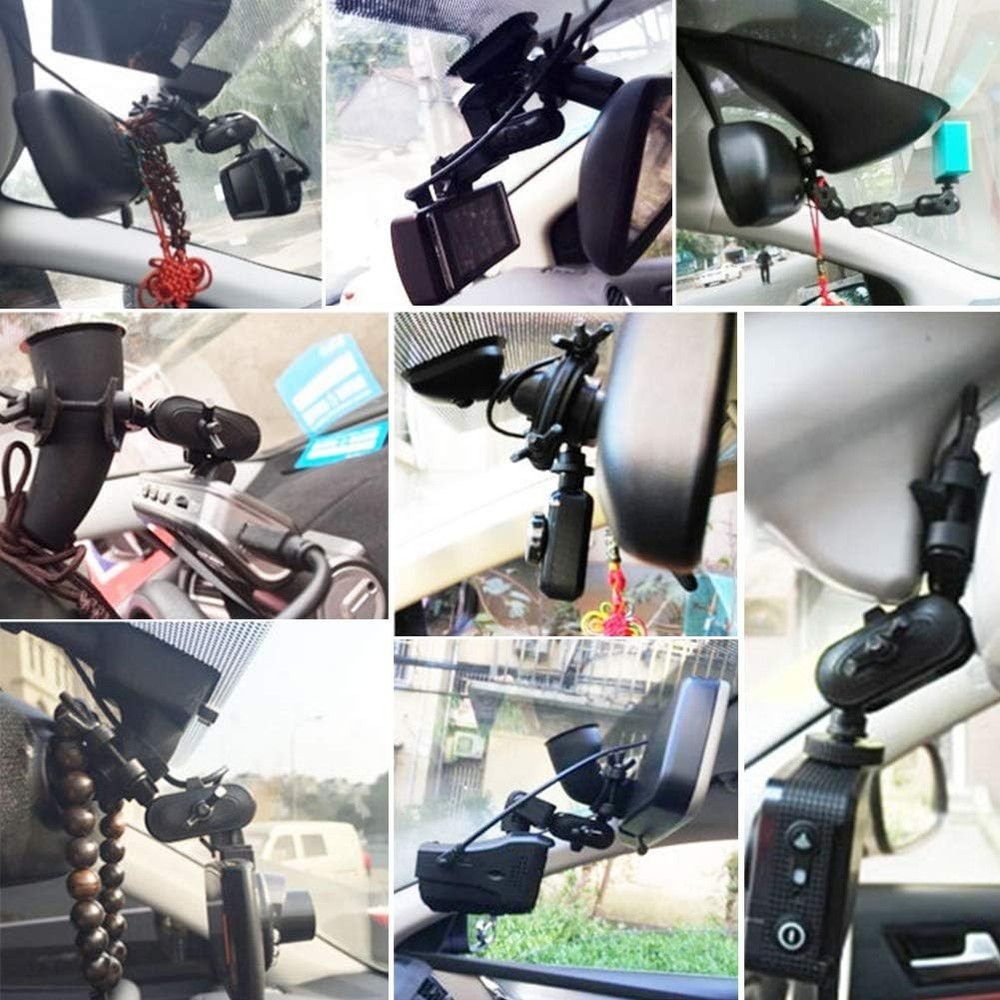 Universal Dash Cam Mount - 360° Adjustable Rear View Mirror Holder | Black