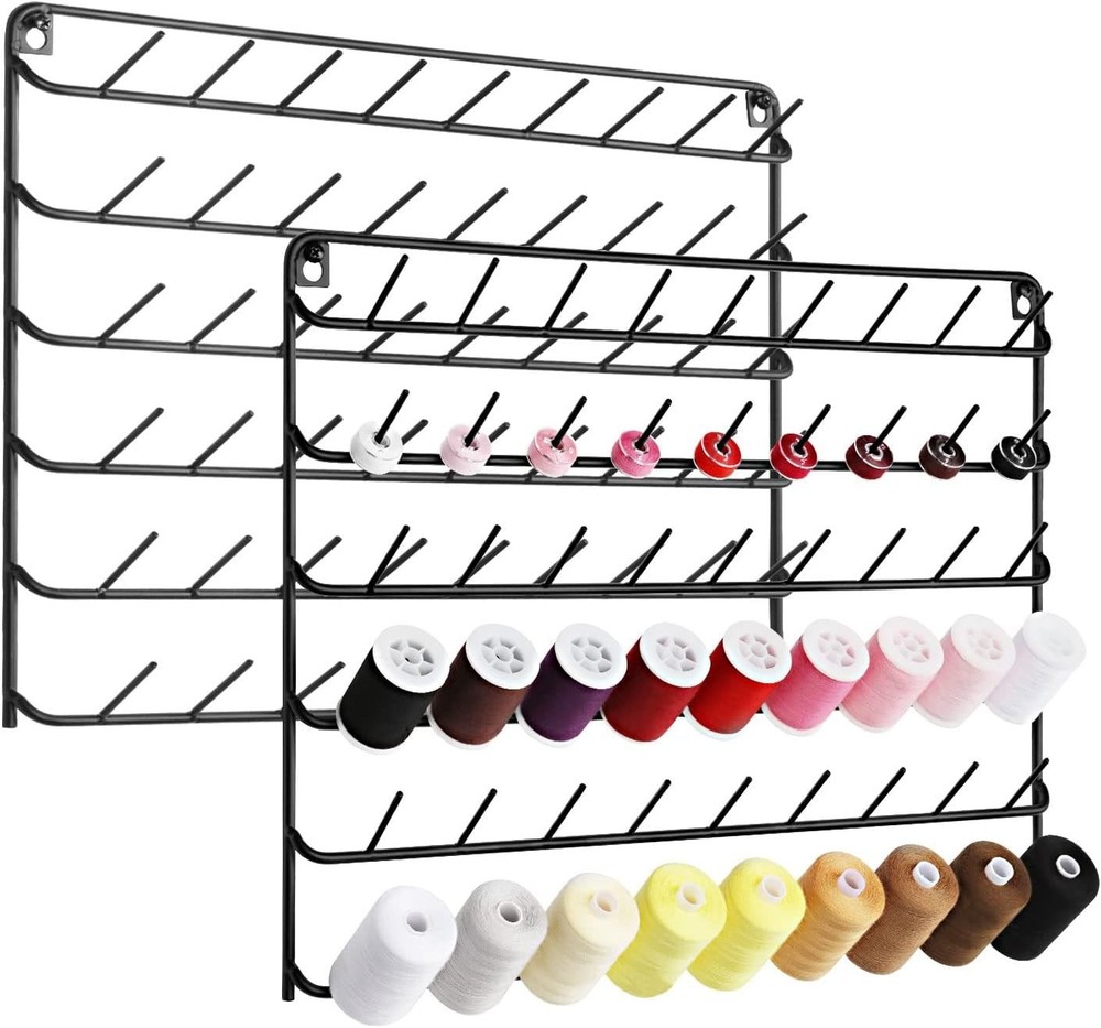 YBING Thread Holder Wall 2 Pack 54 Spools Thread Rack Wall Mount Embroidery S.