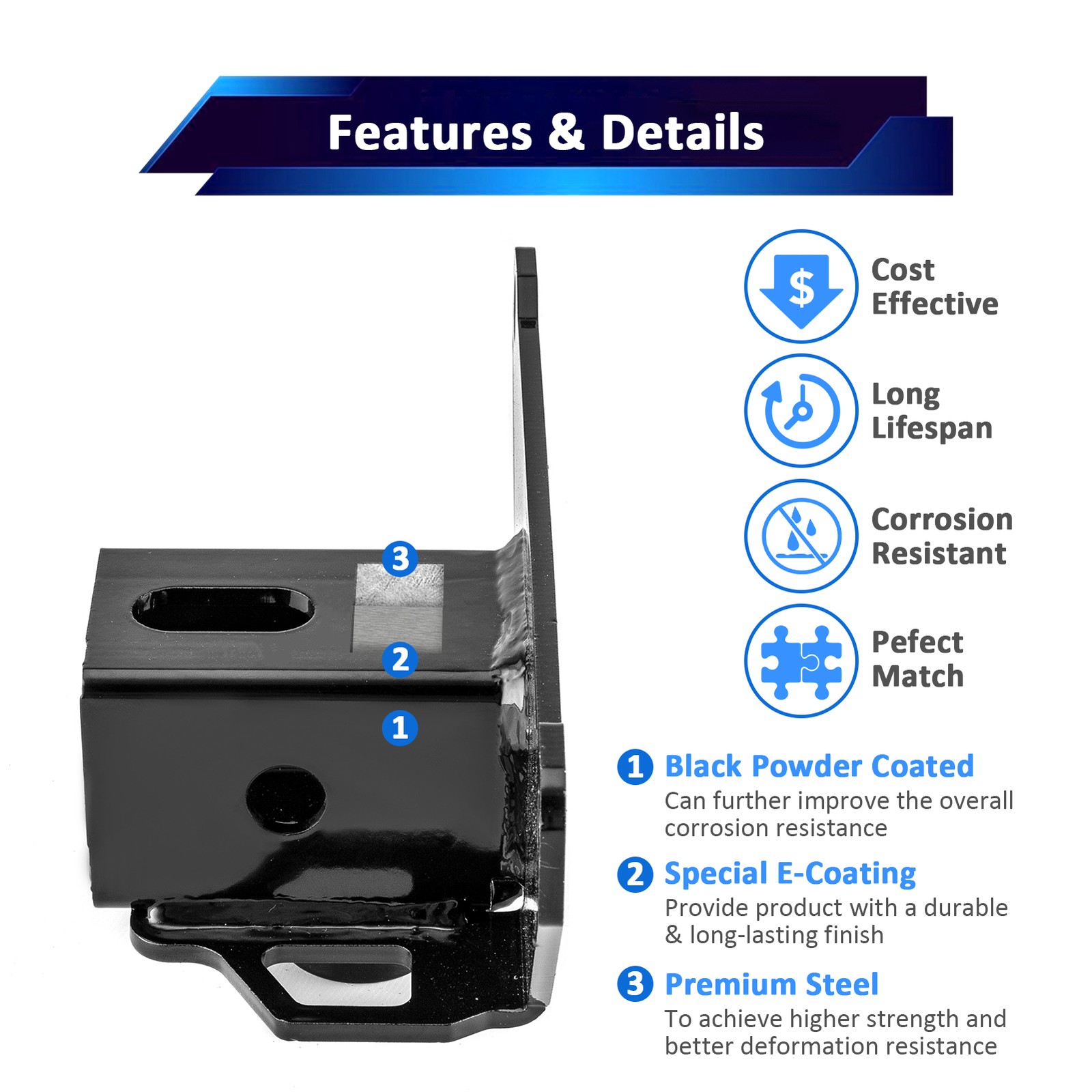 Rear 2" Trailer Hitch Receiver For Polaris Sportsman 335 400 500 700 IRS 96-04