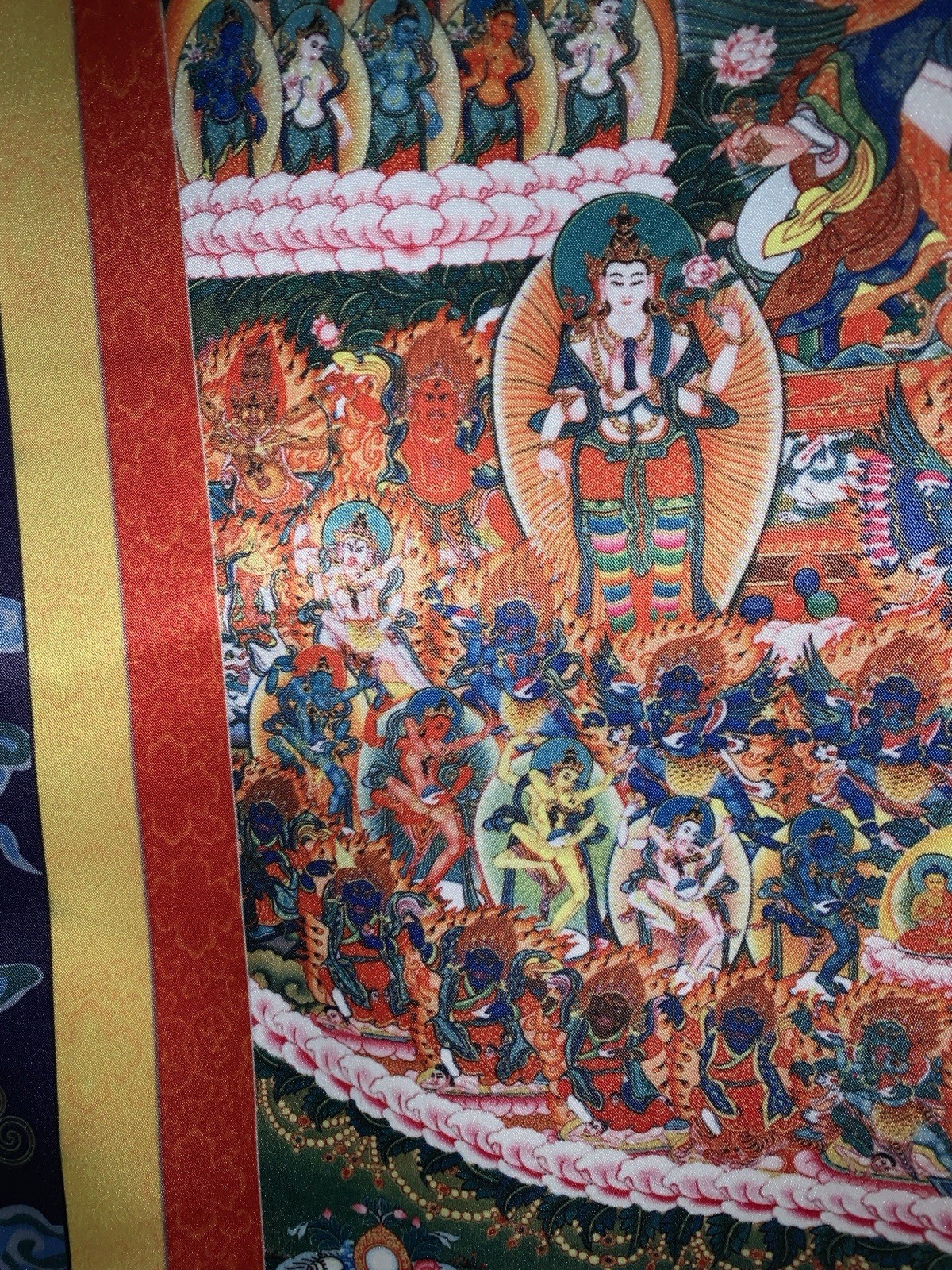 Buddha Tibetan Thangka Art 20 x 34" tapestry printed fabric nice Urgyan Chang