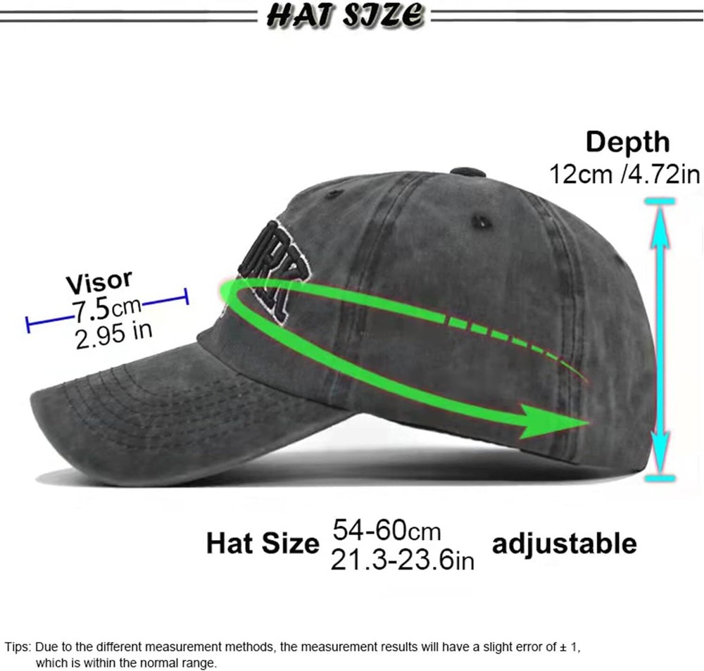 Baseball Hat New-York Distressed-Adjustable-Strapback - One Size, Black