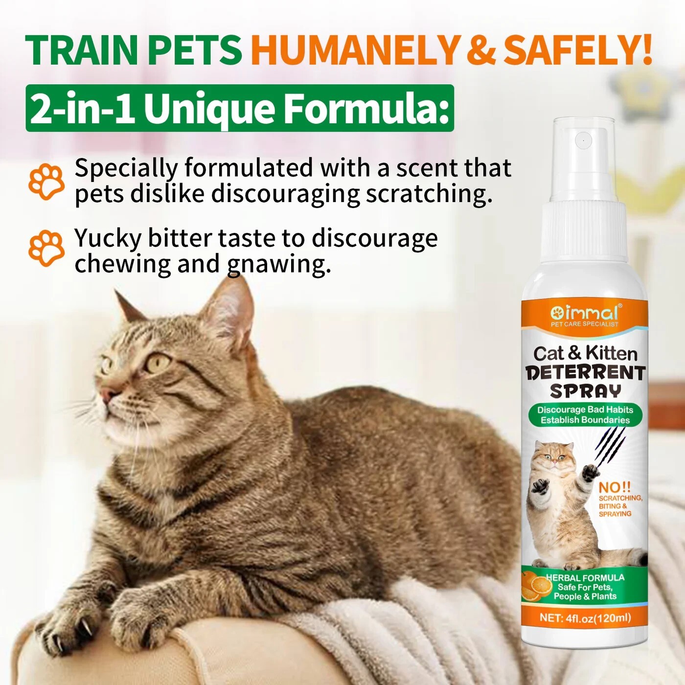 2-in-1 Cat & Kitten Training Aid | Cat Deterrent Spray for In/Outdoor 120 ML