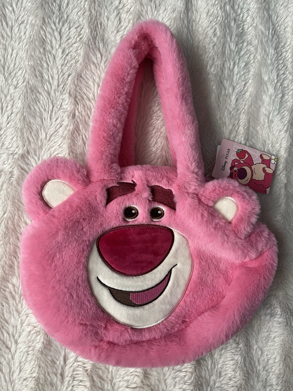 Disney Miniso Pixar Lotso Fuzzy Mini Handbag