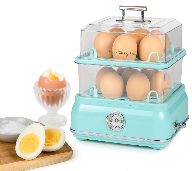 Retro Electric Egg Cooker 14 Egg Capacity Automatic Soft Medium Hard Boiled
