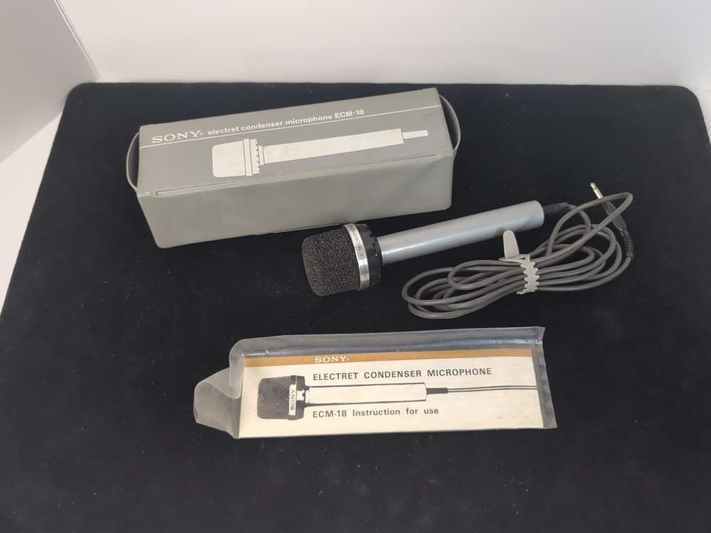 Sony Electret Condenser Microphone ECM-18 W/ Case & Instructions