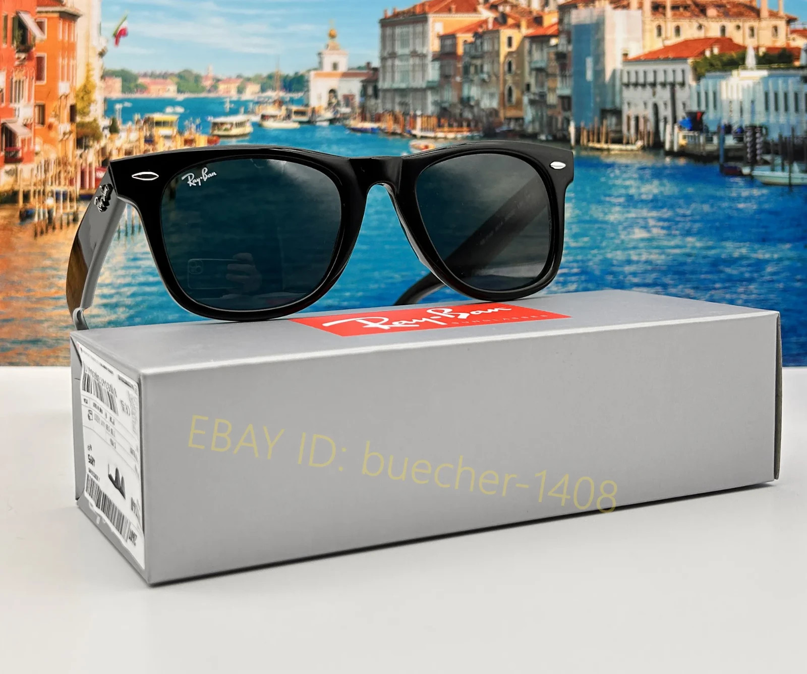 Ray-Ban RB2140 Wayfarer Sunglasses Black Frame Grey Lens 50mm Classic Men Women