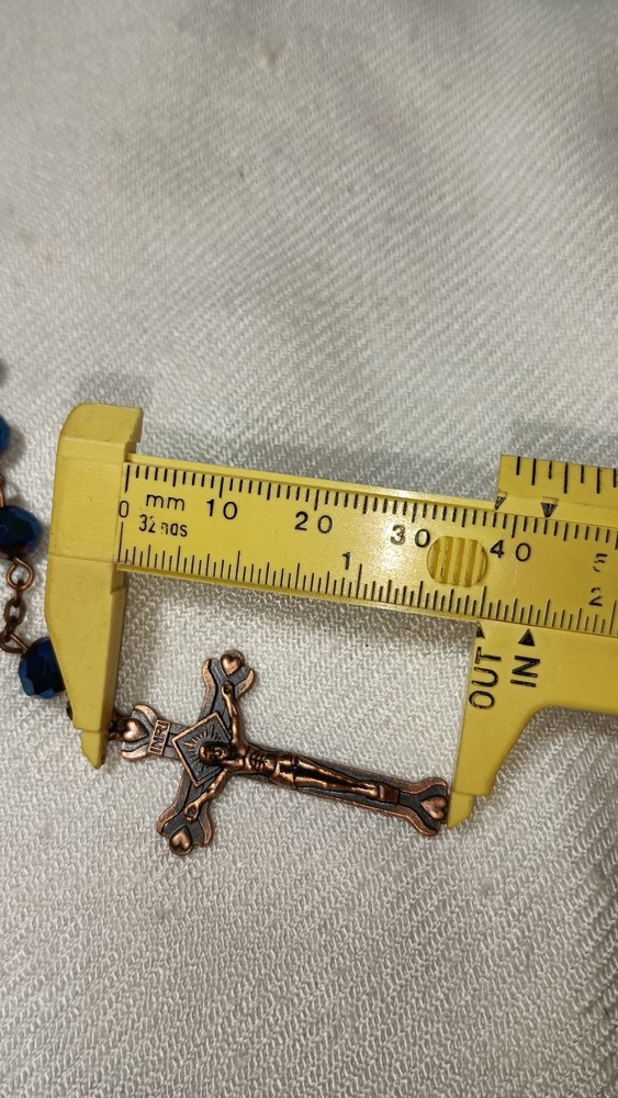 Vintage Blue Crystal Beaded Terra Jerusalem Beaded Rosary