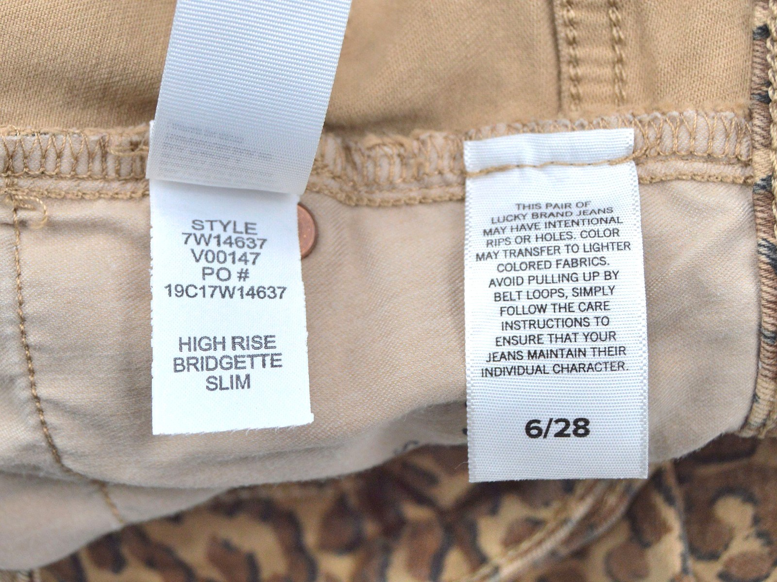 Lucky Brand High Rise Bridgette Slim Jeans Womens Size 6/28 Leopard Print Denim