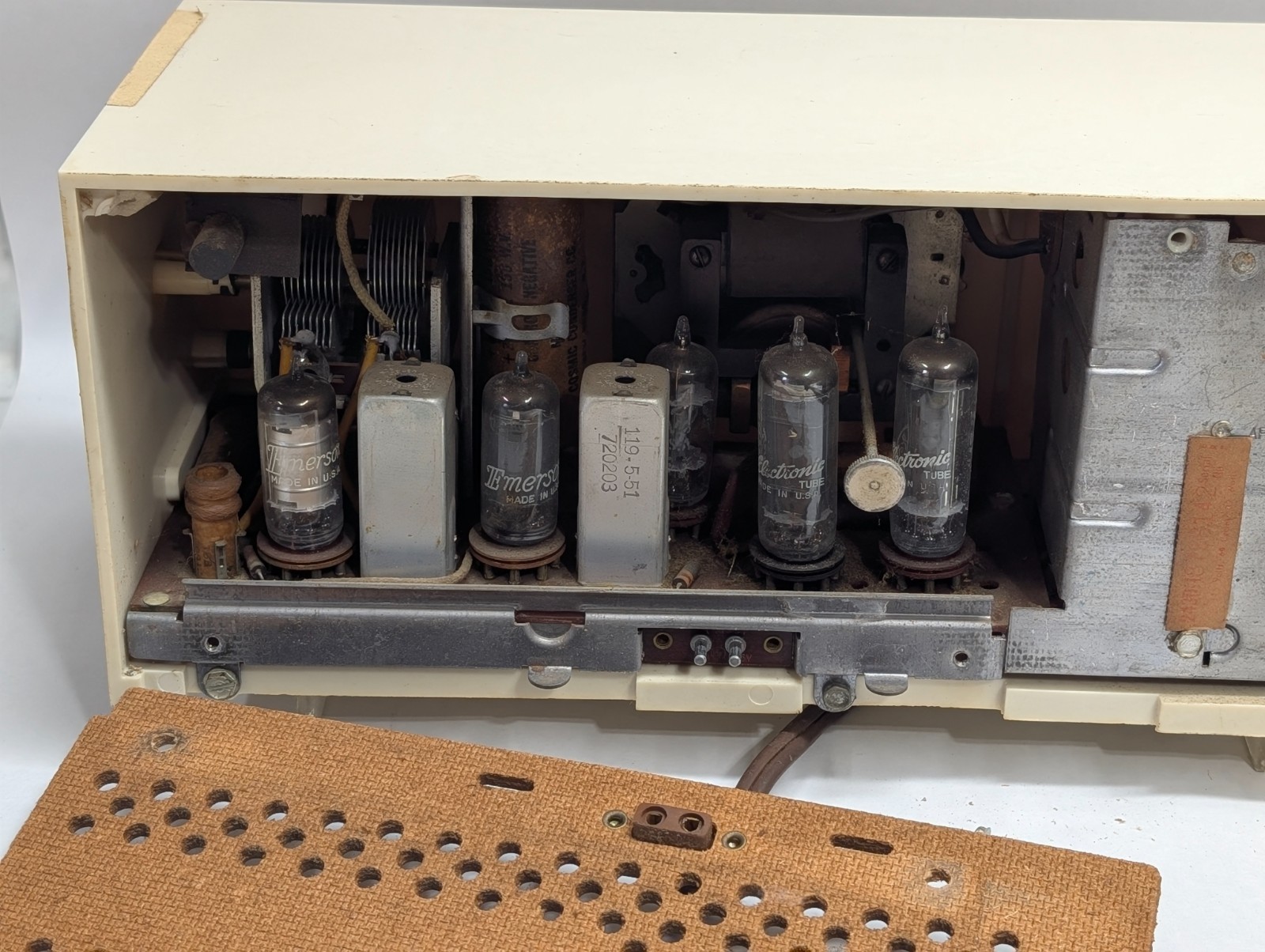 Vintage Emerson Clock Tube Radio Model 826 Series D Telechron Alarm Movement