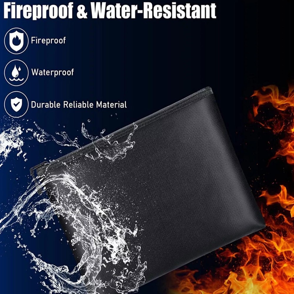 Portable Fireproof Waterproof Document Bags Envelope File Folder Cash Pouch