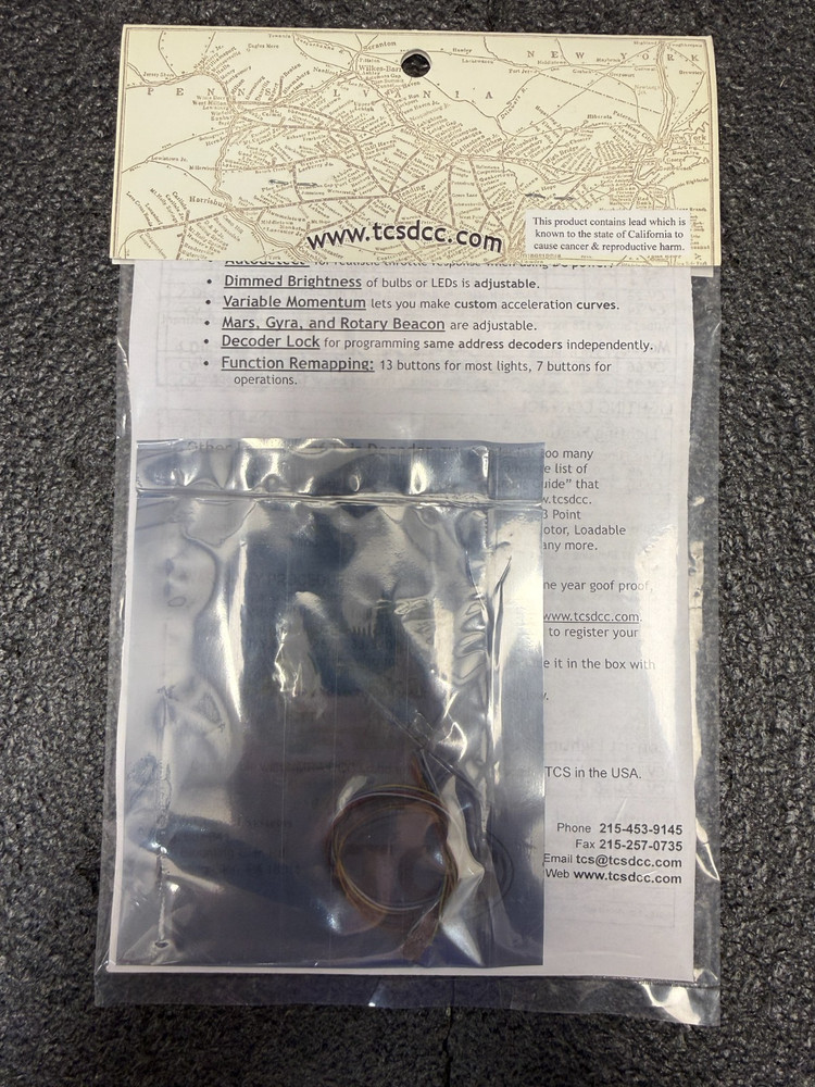 TCS #1296 Z2 Tiny Decoder For Small N and Z Locomotives - NEW