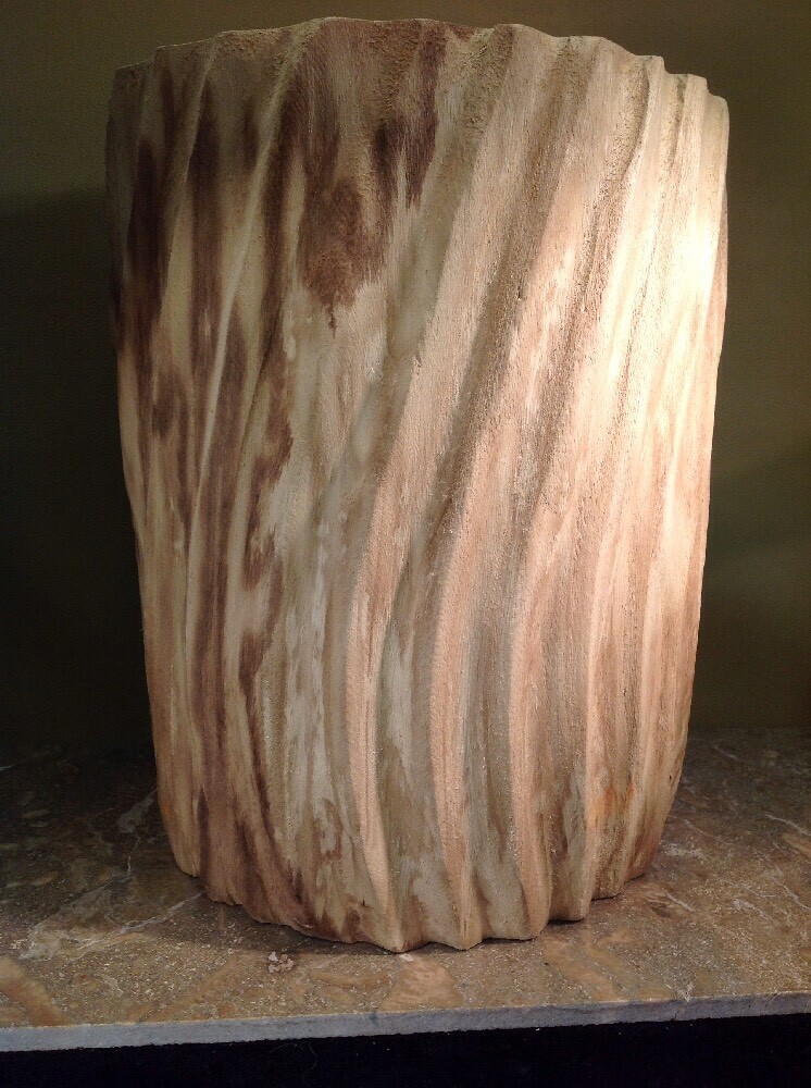 Solid Handmade Texture Wood Planter With Removable Waterproof Liner 15"tall