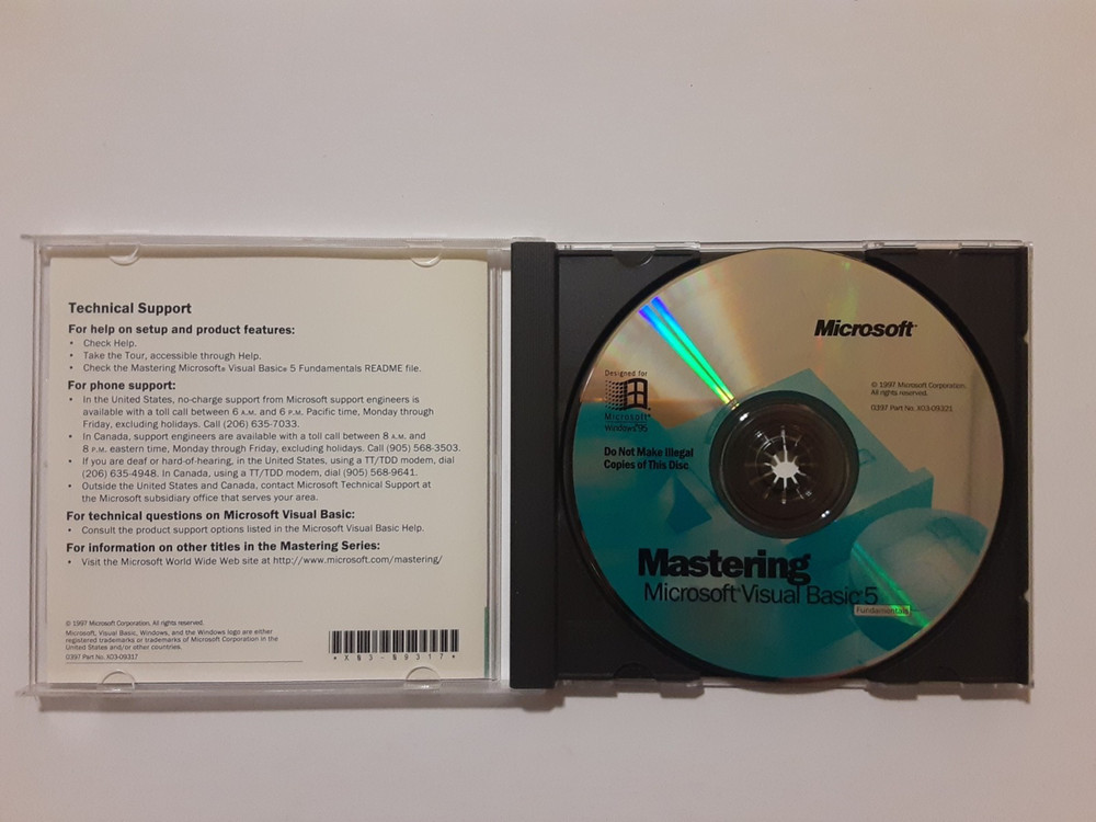 Microsoft Visual Basic 5.0 Cd Rare With Cd Key Software PC