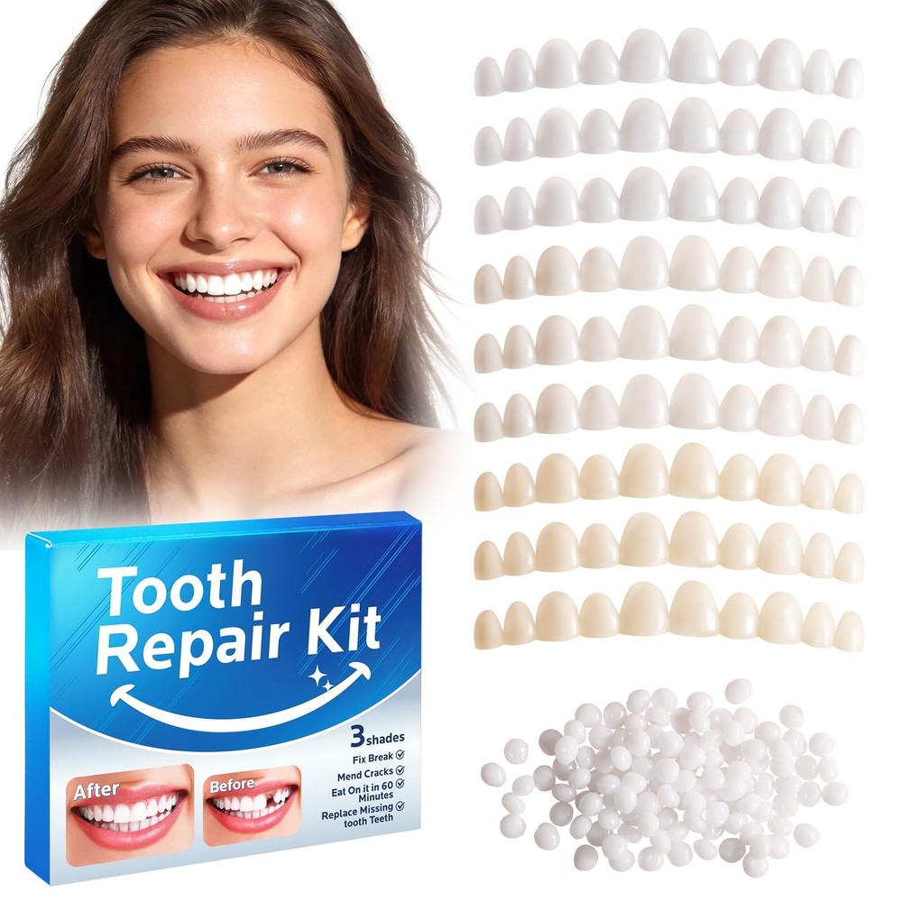 Temporary Tooth Repair Kit - Replace Missing or Broken Teeth, Moldable False Tee