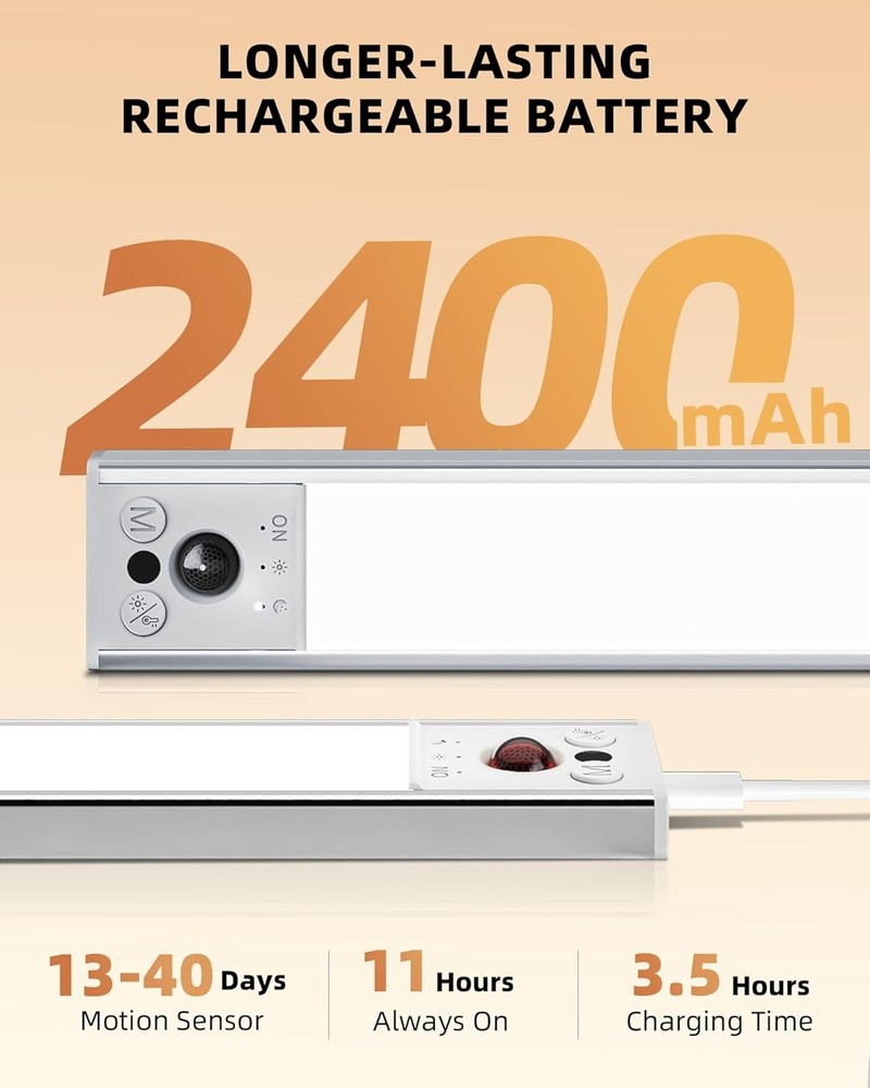 Under Cabinet Lights, LED Motion Sensor Closet Lights, Wireless - 2 Pack