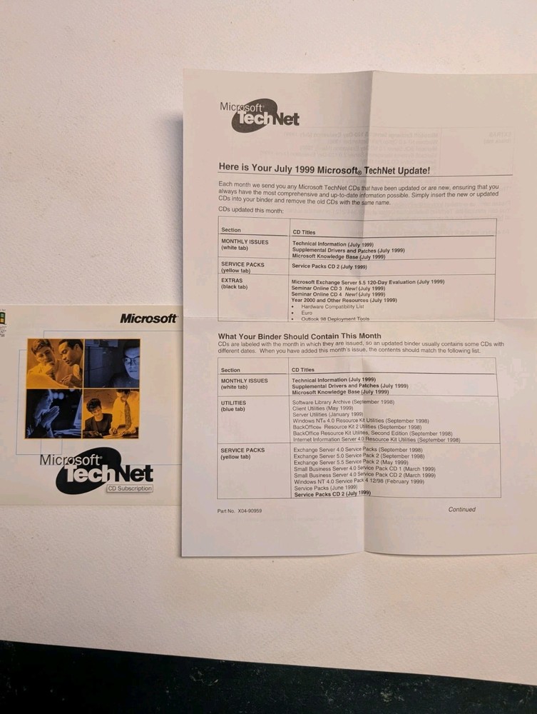 TWO (2) Microsoft TechNet Subscription Binders 64 discs 12/97 - 4/2000 PRISTINE